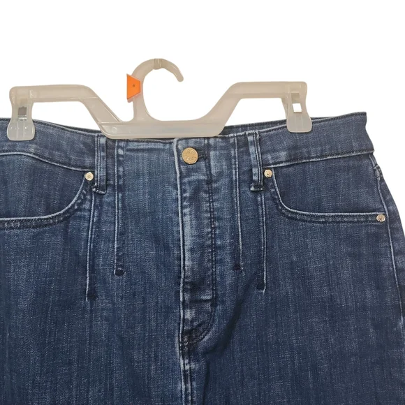 Black And White Classic Blue Denim Split Skirt Sz 12 - Picture 3 of 11